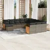 Image de Salon de jardin modulable Vidaxl resine tressee gris 12 pieces 62 x 55 x 69 12 personnes