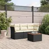 Image de vidaXL Salon de Jardin avec Coussins 4 pcs, Canapés de Patio, Ensemble de Meubles, Mobilier de Terrasse Extérieur, Noir 3223466