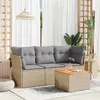 Image de Salon de jardin modulable vidaxl resine tressee 3 personnes beige 62 x 62 x 69 cm 4 pieces