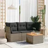 Image de vidaXL Salon de jardin 4 pcs avec coussins gris résine tressée 3223470