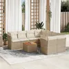 Image de Vidaxl Salon de jardin modulable - 9 pièces - Résine tressée - Beige - 8 personnes