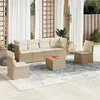 Image de Vidaxl Salon de jardin modulable - Lot de 7 pièces - Résine tressée beige - 6 personnes - Table fixe