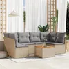Image de Vidaxl Salon de jardin modulable - Pack de 7 pièces - Résine tressée beige 6 personnes - Table 62x62x69 cm