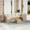 Image de Vidaxl Salon de jardin modulable 8 pieces - Résine tressée beige - 7 personnes - Table fixe - 62 x 62 x 69 cm