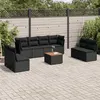 Image de vidaXL Salon de jardin 9 pcs avec coussins noir résine tressée 3223577