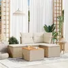 Image de Salon de jardin modulable VIDAXL 5 pieces resine tressee 4 personnes 62 x 62 x 69 cm beige