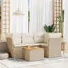 Image de Salon de jardin modulable VIDAXL beige 5 pieces 4 personnes 62 x 62 x 69 cm resine tressee