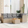 Image de Salon de jardin modulable VIDAXL resine tressee 5 personnes beige 62 x 62 x 69 cm 6 pieces