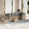 Image de Salon de jardin modulable VIDAXL 6 personnes resine tressee beige 62 x 62 x 69 cm 7 pieces