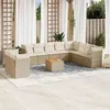 Image de Salon de jardin modulable VIDAXL resine tressee 10 personnes beige 62 x 62 x 69 cm 11 pieces