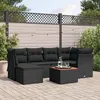 Image de vidaXL Salon de jardin 7 pcs avec coussins noir résine tressée 3223745