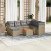 Image de Salon de jardin modulable vidaxl 8 pieces 7 personnes resine tressee 62 x 62 x 69 cm beige