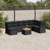Image de vidaXL Salon de jardin 9 pcs avec coussins noir résine tressée 3223780