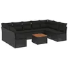 Image de vidaXL Salon de jardin 10 pcs avec coussins noir résine tressée 3223787