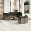 Image de vidaXL Salon de jardin avec coussins 10 pcs gris résine tressée 3223813