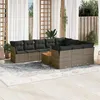 Image de Salon de jardin modulable Vidaxl 11 pieces 10 personnes resine tressee 62 x 62 x 69 cm gris