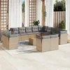 Image de vidaxl Salon de jardin modulable - Lot de 14 pièces - Résine tressée beige 12 personnes 62 x 62 x 69 cm