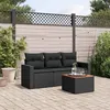 Image de Salon de jardin modulable VIDAXL resine tressee noir 4 pieces x 65.5 x 69 3 personnes
