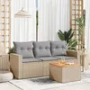 Image de Salon de jardin modulable vidaxl resine tressee 4 pieces beige 62 x 65.5 x 69 cm 3 personnes