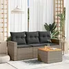 Image de Salon de jardin modulable VIDAXL resine tressee gris 4 pieces x 65.5 x 69 3 personnes