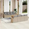 Image de Salon de jardin modulable vidaxl beige resine tressee 8 personnes 62 x 65.5 x 69 cm 9 pieces