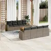 Image de Salon de jardin modulable Vidaxl resine tressee gris 9 pieces x 65.5 x 69 8 personnes