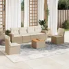 Image de Salon de jardin modulable Vidaxl rotin beige 7 pieces x 65.5 x 69 6 personnes