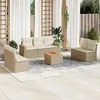 Image de Salon de jardin modulable vidaxl rotin beige 7 personnes 62 x 65.5 x 69 cm 8 pieces
