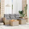 Image de Salon de jardin modulable vidaxl resine tressee 5 pieces 4 personnes 62 x 65.5 x 69 cm beige