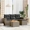 Image de Salon de jardin modulable VIDAXL resine tressee gris 5 pieces x 65.5 x 69 4 personnes