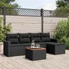 Image de vidaXL Salon de jardin 6 pcs avec coussins noir résine tressée 3224095