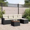 Image de vidaxl Salon de jardin modulable - Lot de 6 pièces - Résine tressée - 5 personnes - Noir - Table fixe