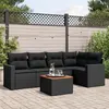 Image de Vidaxl Salon de jardin modulable - Lot de 6 pièces - Résine tressée noir - Table fixe - 5 personnes