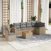 Image de Vidaxl Salon de jardin modulable 7 pièces en résine tressée beige - 6 personnes