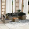 Image de Salon de jardin modulable VIDAXL 7 pieces resine tressee gris 62 x 65.5 x 69 cm 6 personnes