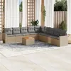 Image de Salon de jardin modulable vidaxl resine tressee beige 9 personnes 62 x 65.5 x 69 cm 10 pieces