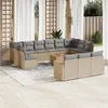 Image de Salon de jardin modulable vidaxl resine tressee 11 personnes beige 62 x 65.5 x 69 cm 12 pieces