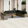 Image de Salon de jardin modulable VIDAXL resine tressee gris 12 pieces x 65.5 x 69 11 personnes