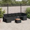 Image de vidaXL Salon de Jardin avec Coussins 8 pcs, Canapés de Terrasse, Ensemble de Meubles de Patio, Mobilier d'Extérieur, Noir 3224228