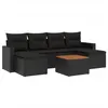 Image de Salon de jardin vidaXL 7 pièces avec coussins noir résine tressée