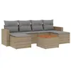 Image de Salon de jardin vidaXL 7 pièces avec coussins beige résine tressée