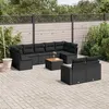 Image de Salon de jardin vidaXL 10 pièces avec coussins noir résine tressée