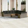 Image de vidaXL Salon de jardin 11 pcs avec coussins gris résine tressée 3224317