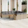 Image de Salon de jardin vidaXL 12 pièces avec coussins beige résine tressée