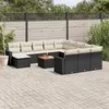 Image de Salon de jardin modulable vidaxl resine tressee noir 13 pieces 62 x 62 x 69 cm 12 personnes