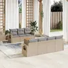Image de Salon de jardin modulable Vidaxl 8 pieces beige 7 personnes 62 x 62 x 69 cm resine tressee