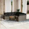 Image de vidaXL Salon de Jardin avec Coussins 9 pcs, Canapés de Terrasse, Ensemble de Meubles de Patio, Mobilier d'Extérieur, Gris 3224492
