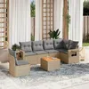 Image de Salon de jardin modulable vidaxl beige 7 pieces resine tressee 62 x 62 x 69 cm 6 personnes