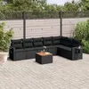 Image de vidaXL Salon de Jardin avec Coussins 8 pcs, Canapés de Terrasse, Ensemble de Meubles de Patio, Mobilier d'Extérieur, Noir 3224592