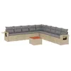 Image de Salon de jardin vidaXL 10 pièces avec coussins beige résine tressée